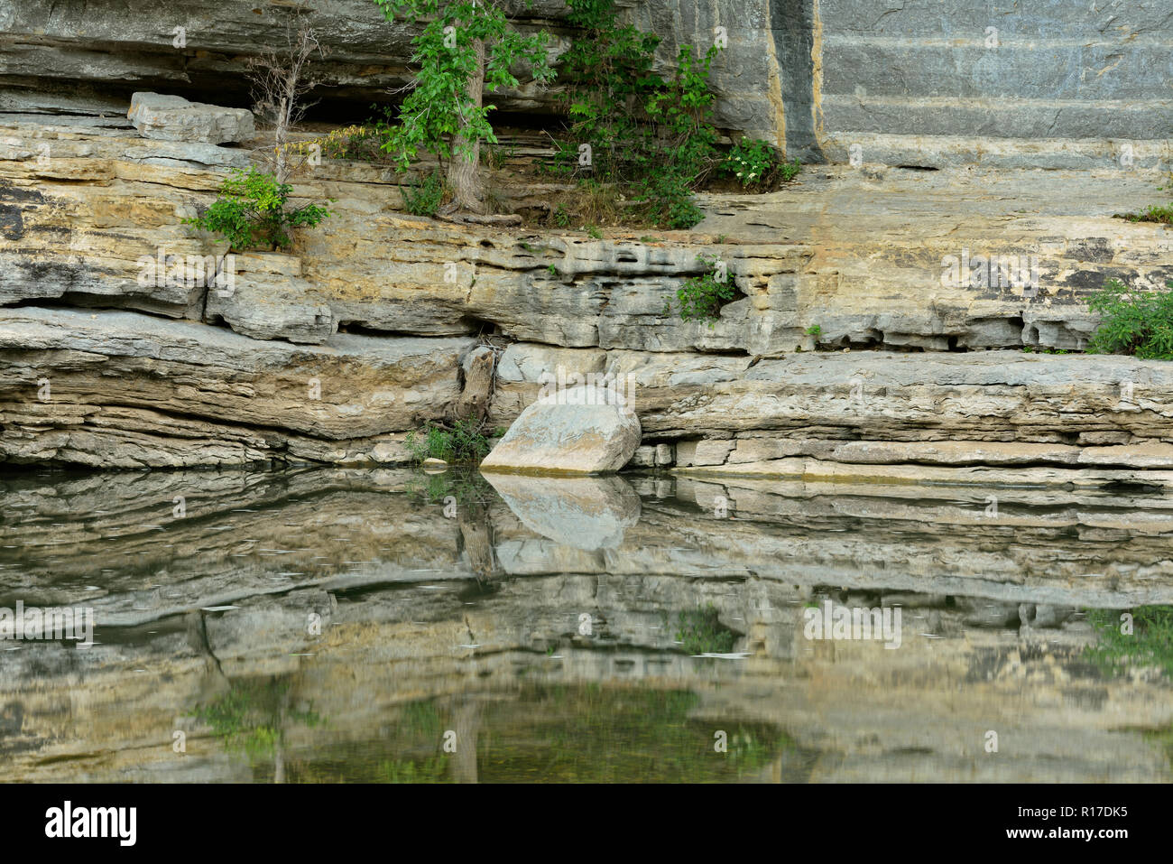 Sandstein Klippen und Bäume in der Buffalo National River, Buffalo National River - Ozark, Arkansas, USA wider Stockfoto