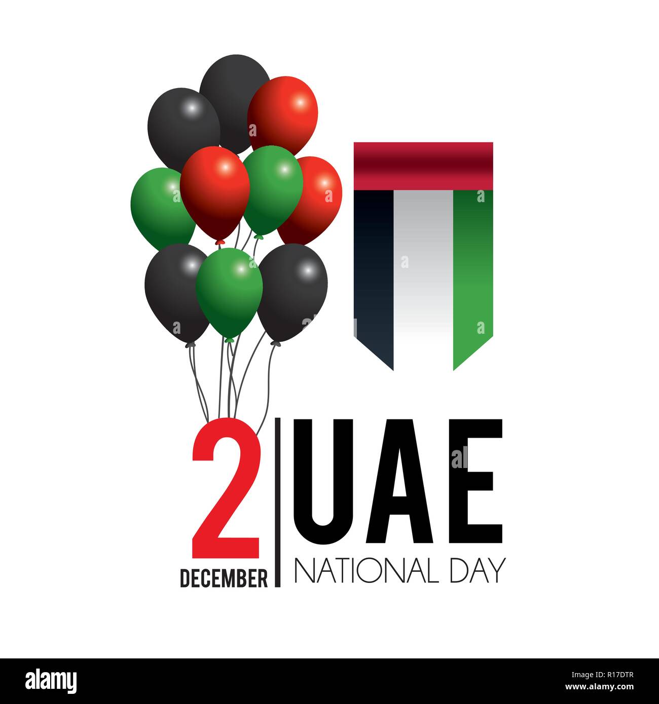 Vereinigte Arabische Emirate Fahne mit Ballons zu nationalen Tag feiern. Stock Vektor