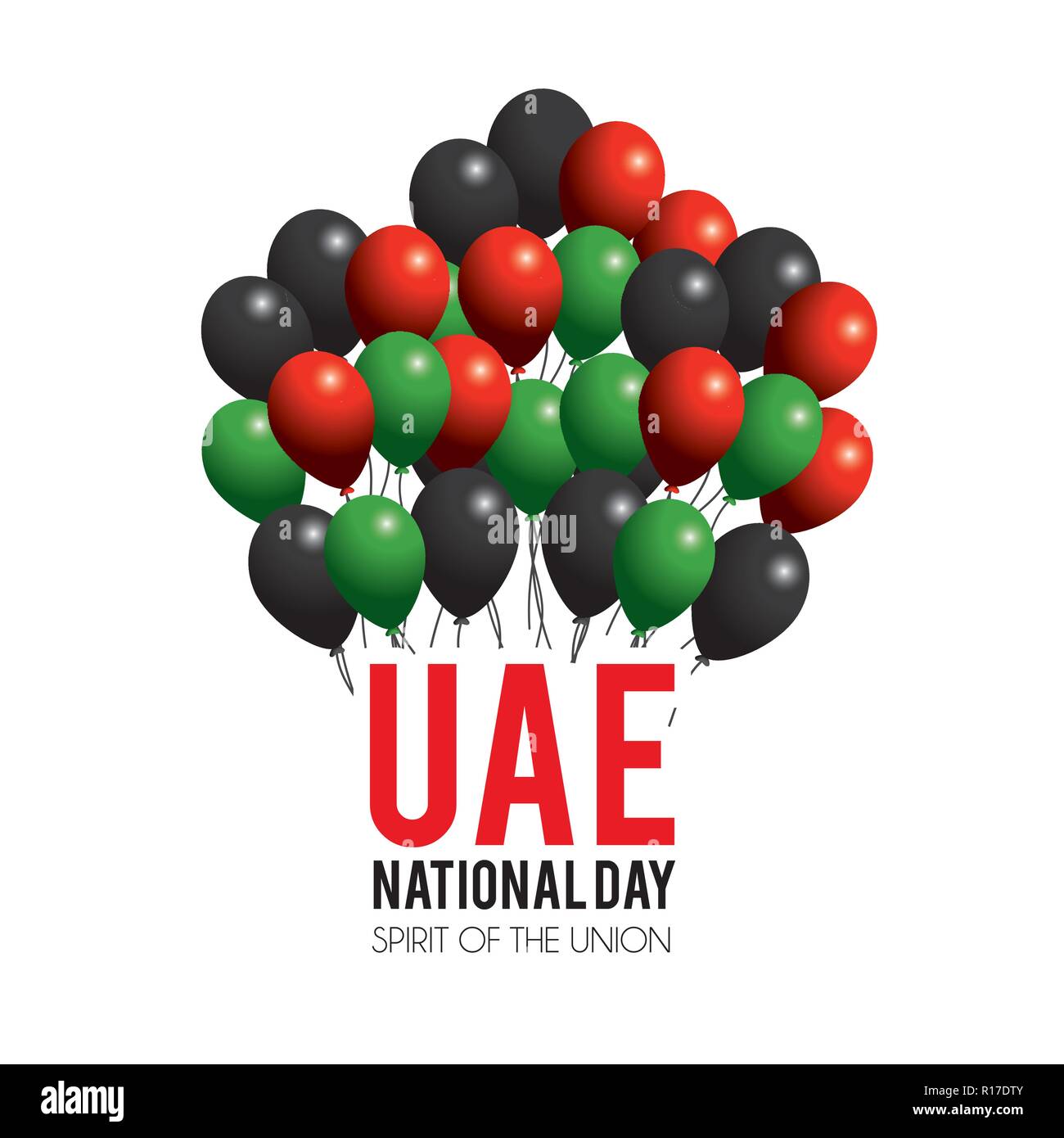 Uae nationalen Tag mit Ballons zu patriotischen Feier Stock Vektor