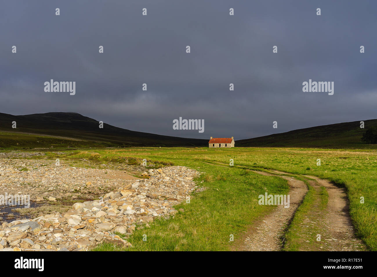 Glens Geldie und Feshie Stockfoto