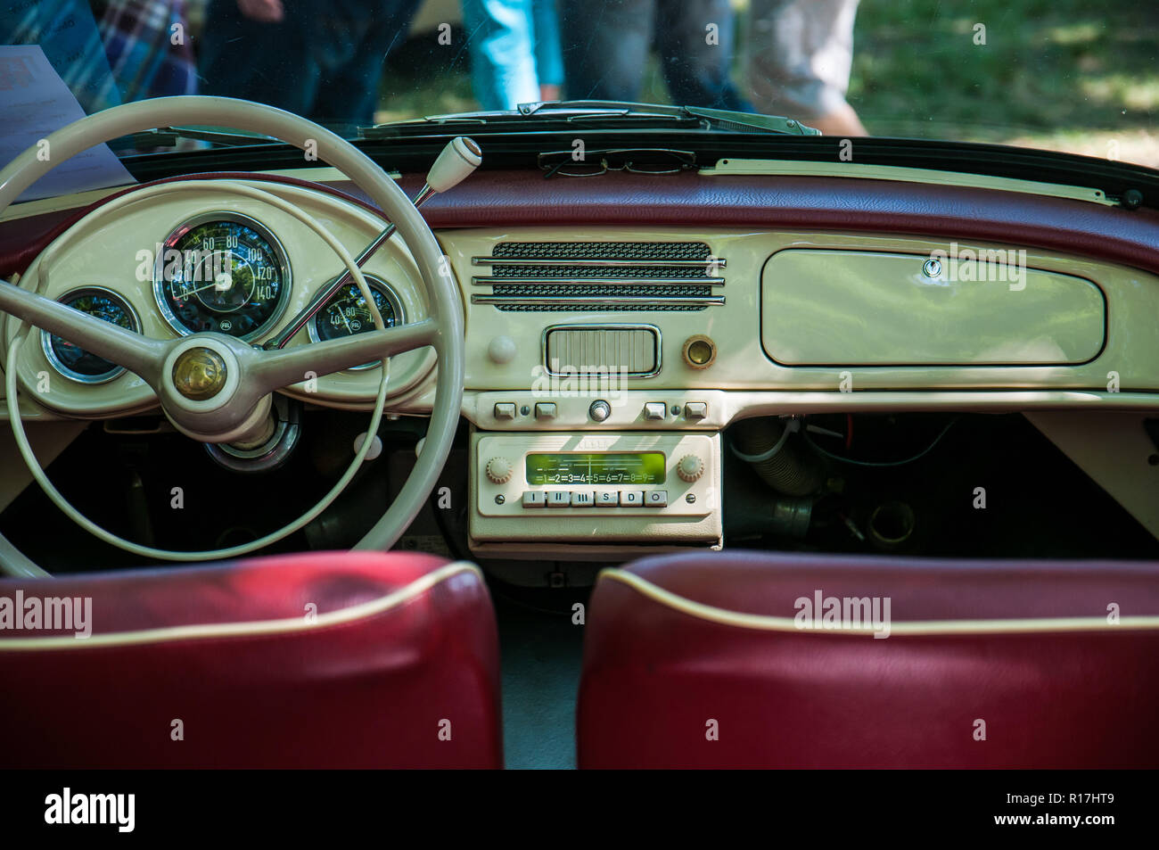 Detaillierte Ansicht Innenraum, der Škoda Felicia war das letzte Cabriolet produziert durch die tschechoslowakischen Car Company AZNP, das Werk Kvasiny in 1959-1964. In Th Stockfoto