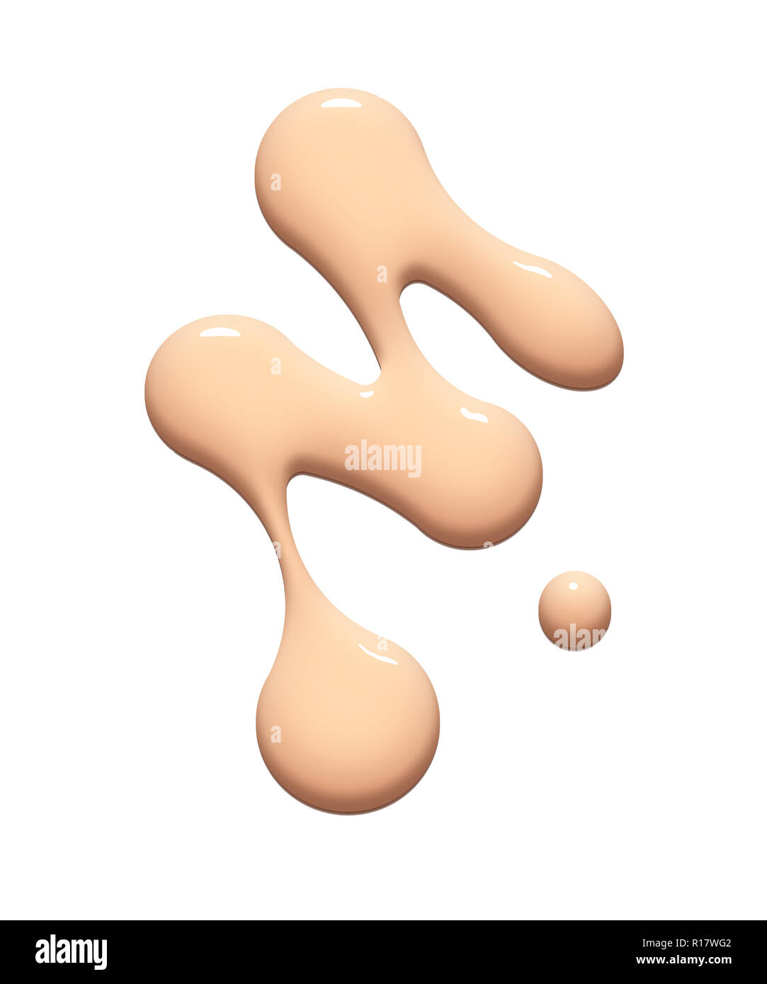 Kosmetische Liquid Foundation vor einem weißen Hintergrund verschüttet Stockfoto