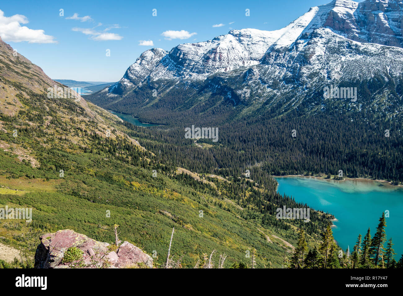 Grinnell und Josephine See vom Grinnell Glacier Trail, Glacier National Park, Montana Stockfoto