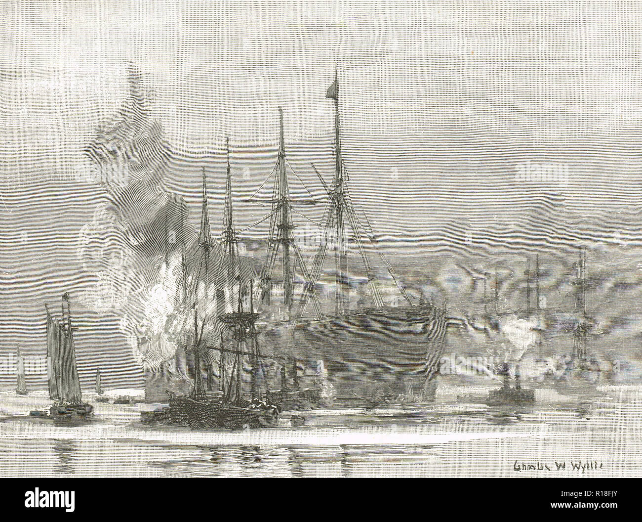Ankunft der Großen Östlichen am Trinity Bay, Neufundland und Labrador Provinz Kanada, vom 27. Juli 1866 Stockfoto