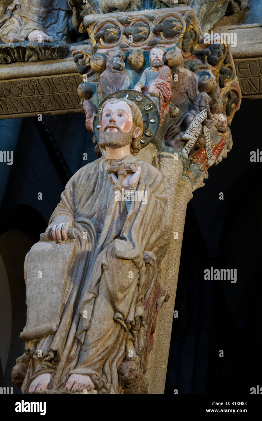 Pórtico de la Gloria, Catedral de Santiago de Compostela Stockfoto