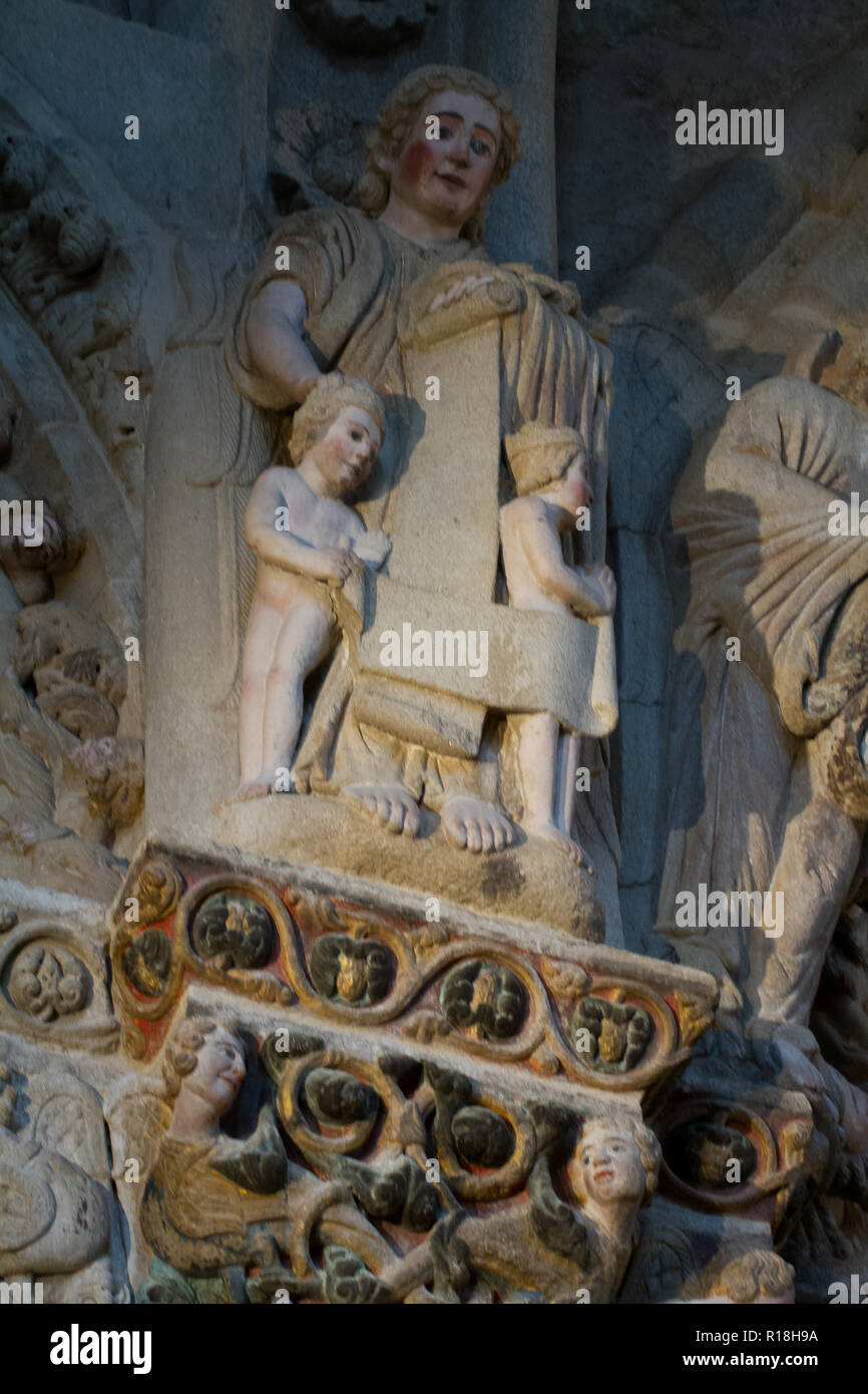 Pórtico de la Gloria, Catedral de Santiago de Compostela Stockfoto