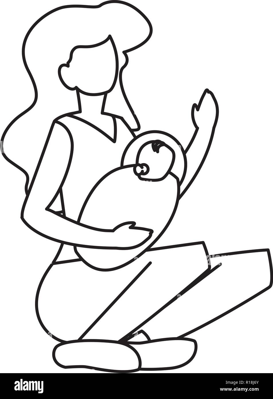 Frau mit Baby neugeborenen Symbol auf weißem Hintergrund, Vector Illustration Stock Vektor