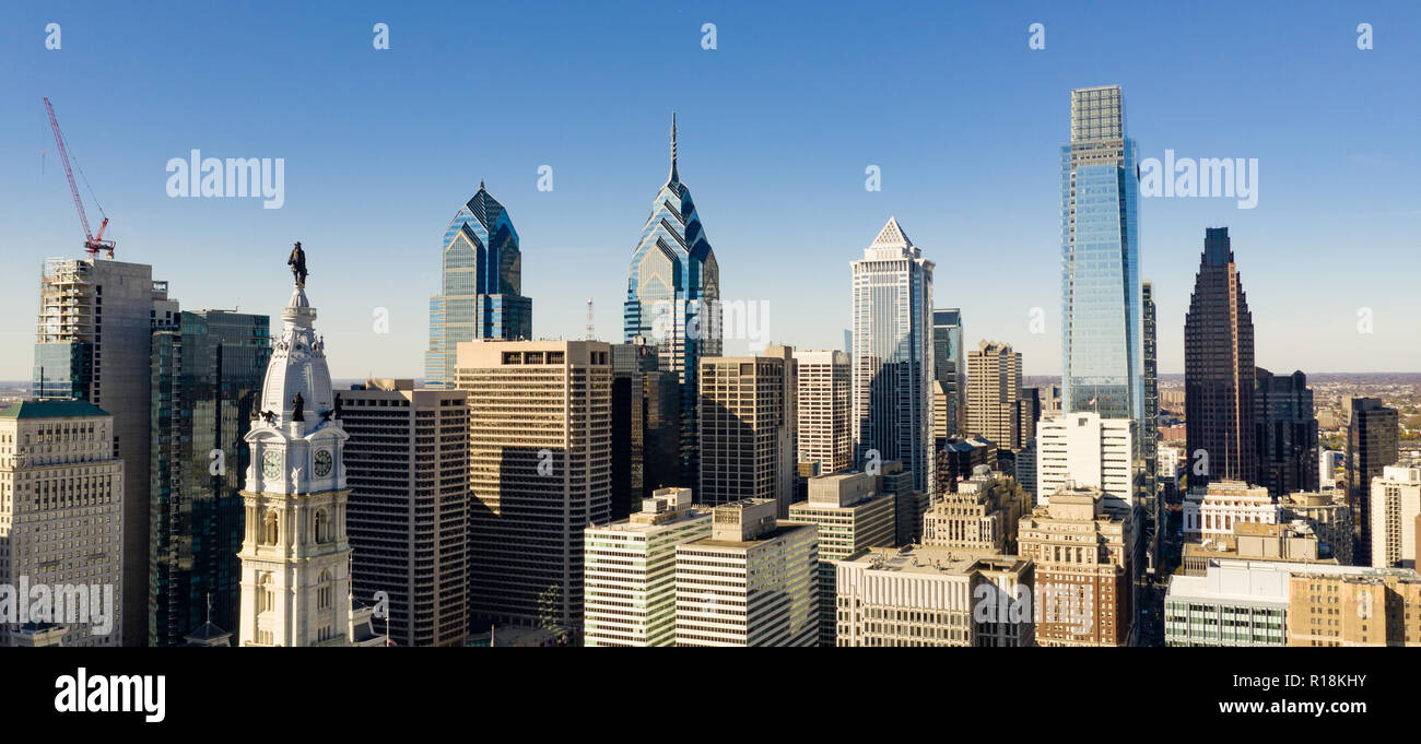 Dächer und Hochhaus Architektur in Philadelphia PA Stockfoto