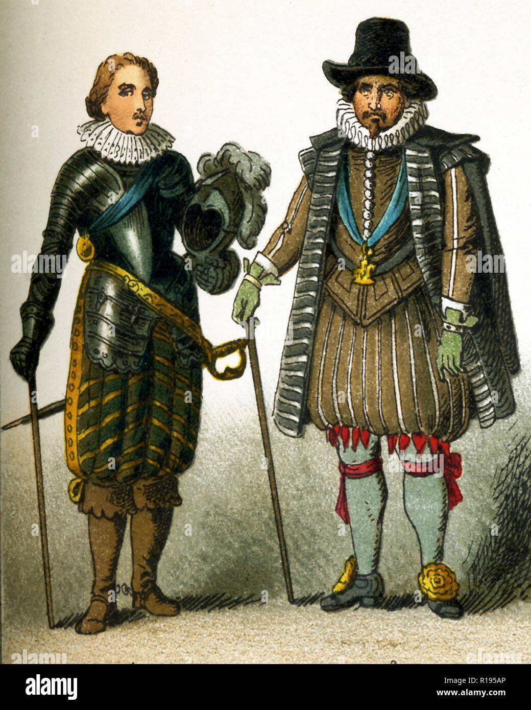 Die Zahlen sind hier vertreten alle englischen Menschen aus den 1600er Jahren. Sie sind, von links nach rechts: Karl Prinz von Wales und ein Adliger. Charles Prince of Wales wurde Karl I., dem König von England, Schottland und Irland von 1625 bis zu seiner Hinrichtung im Jahre 1649. Er war ein Stuart und der zweite Sohn von James VI. von Schottland. Die Abbildung stammt aus dem Jahre 1882. Stockfoto