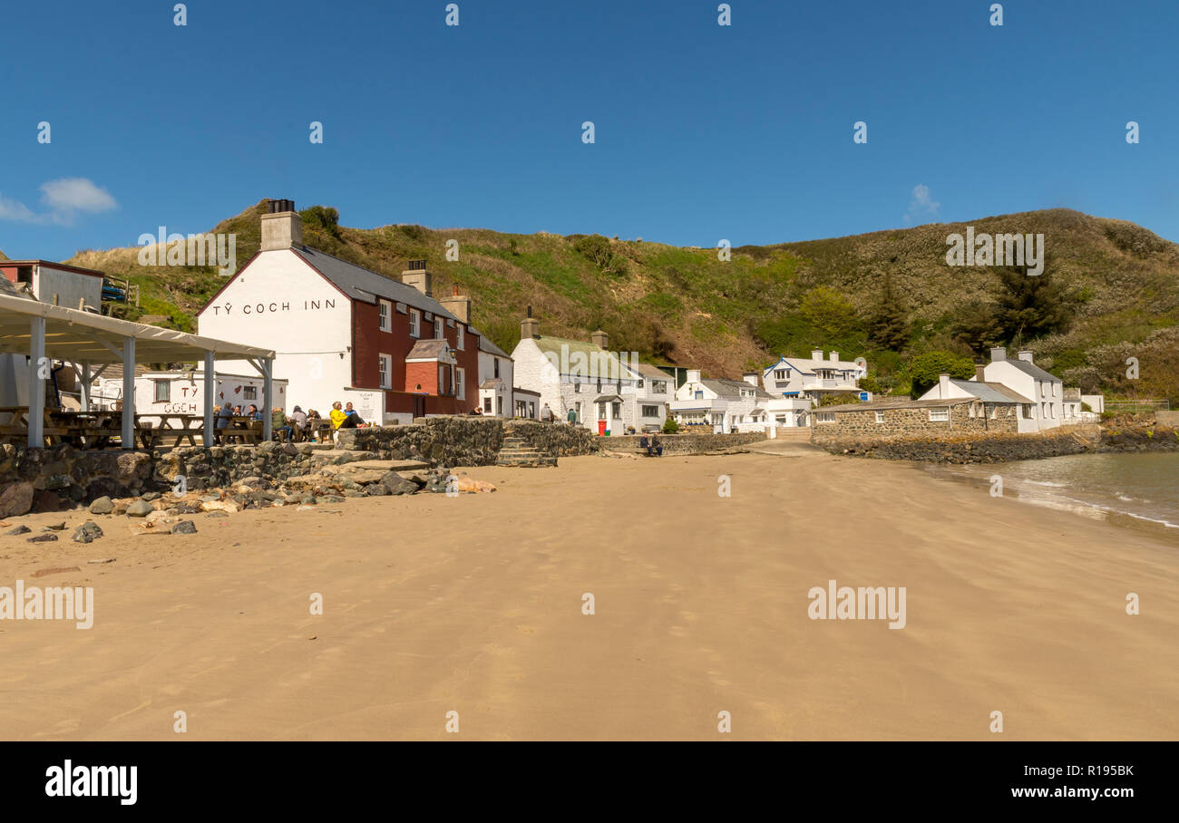 Die Ty Coch Inn und der Strand von Porthdinllaen, Llyn Halbinsel Gwynedd in Nordwales Stockfoto