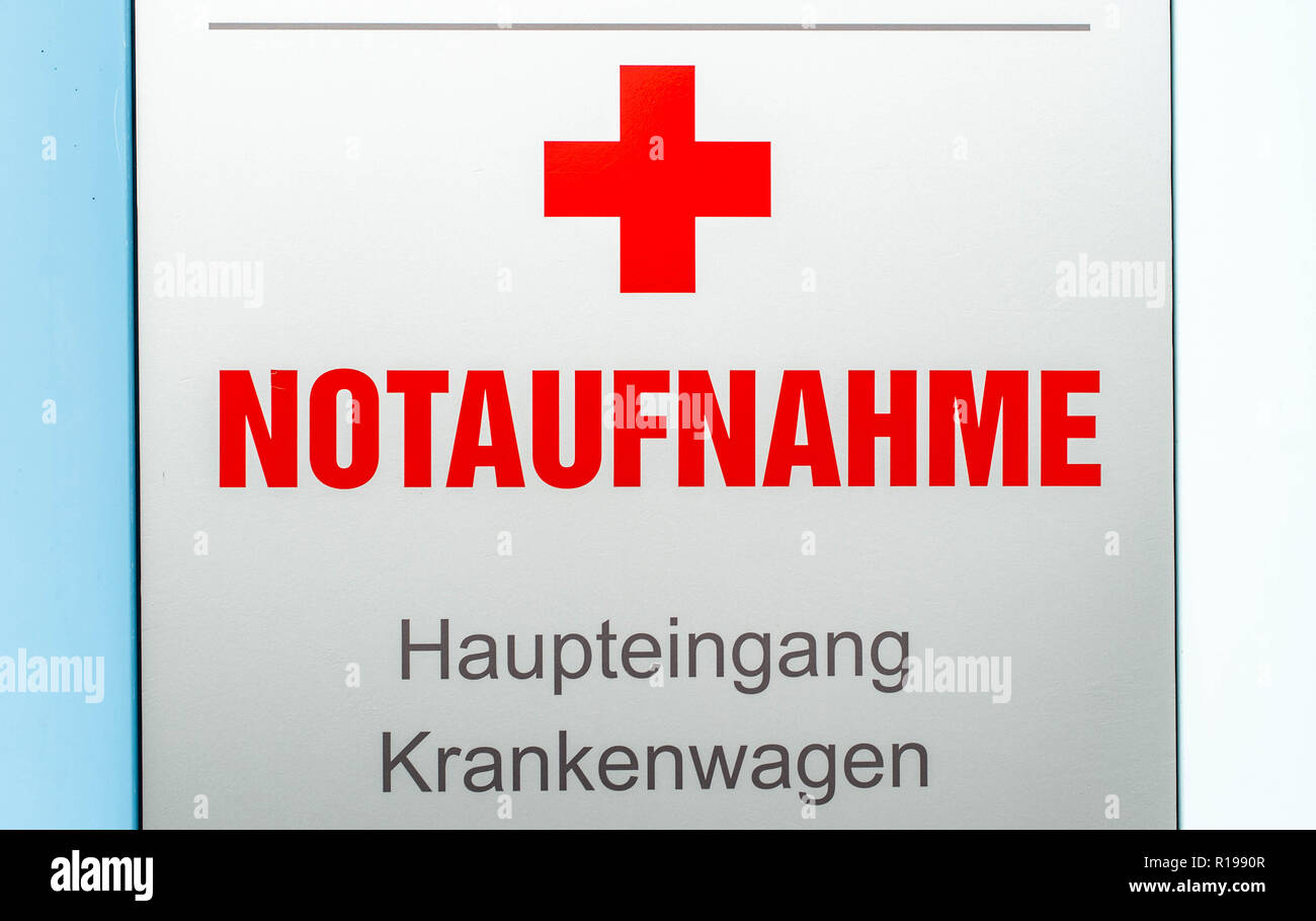 Schild, Haupteingang in der Notaufnahme an ahospital Stockfoto