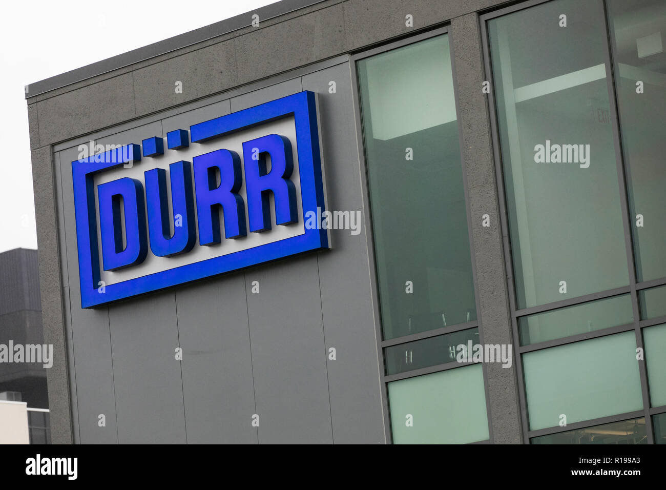 Ein logo Zeichen außerhalb einer Anlage durch Durr AG in Southfield, Michigan besetzt, am 27. Oktober 2018. Stockfoto