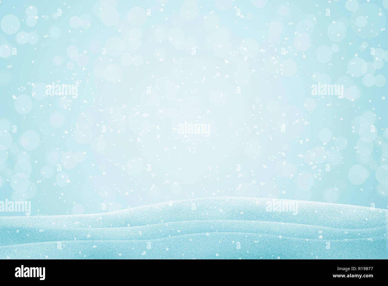 Schneeflocken fallen. Winter Hintergrund Bild mit Bokeh leuchtet. Stockfoto