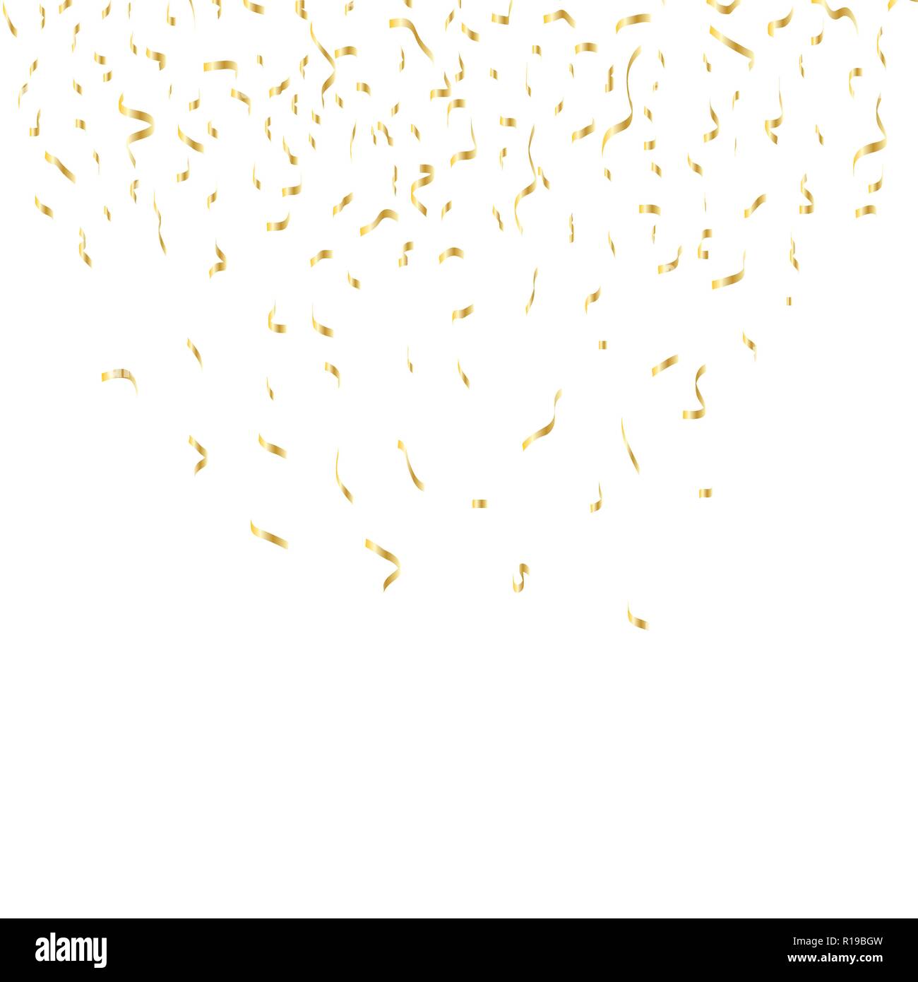 Golden Konfetti isoliert. Auf einer festlichen Hintergrund. Vector Illustration Stock Vektor