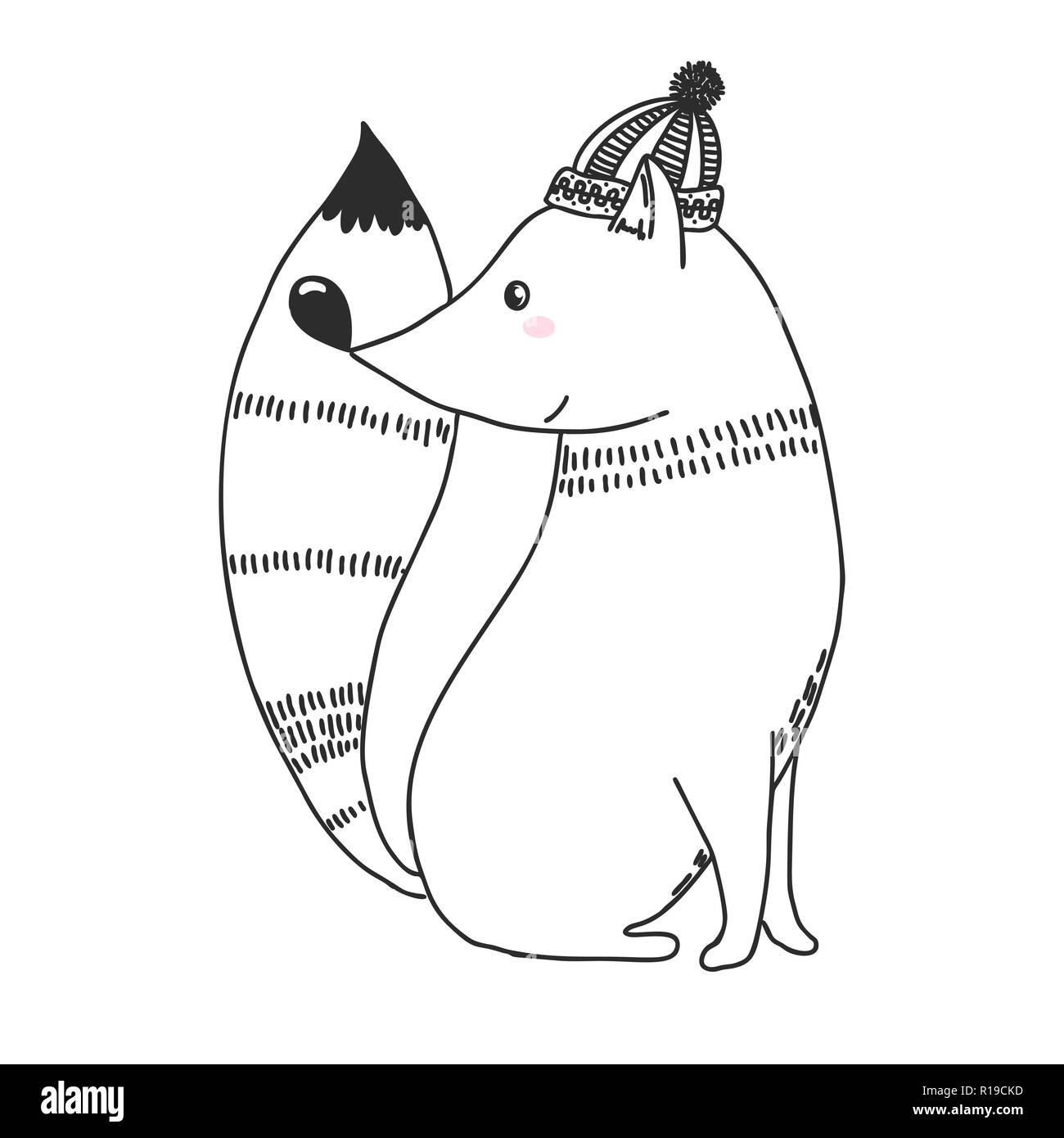 Skizze: Niedliche Tier. Fuchs in einem Doodle Stil. Vektor Stock Vektor