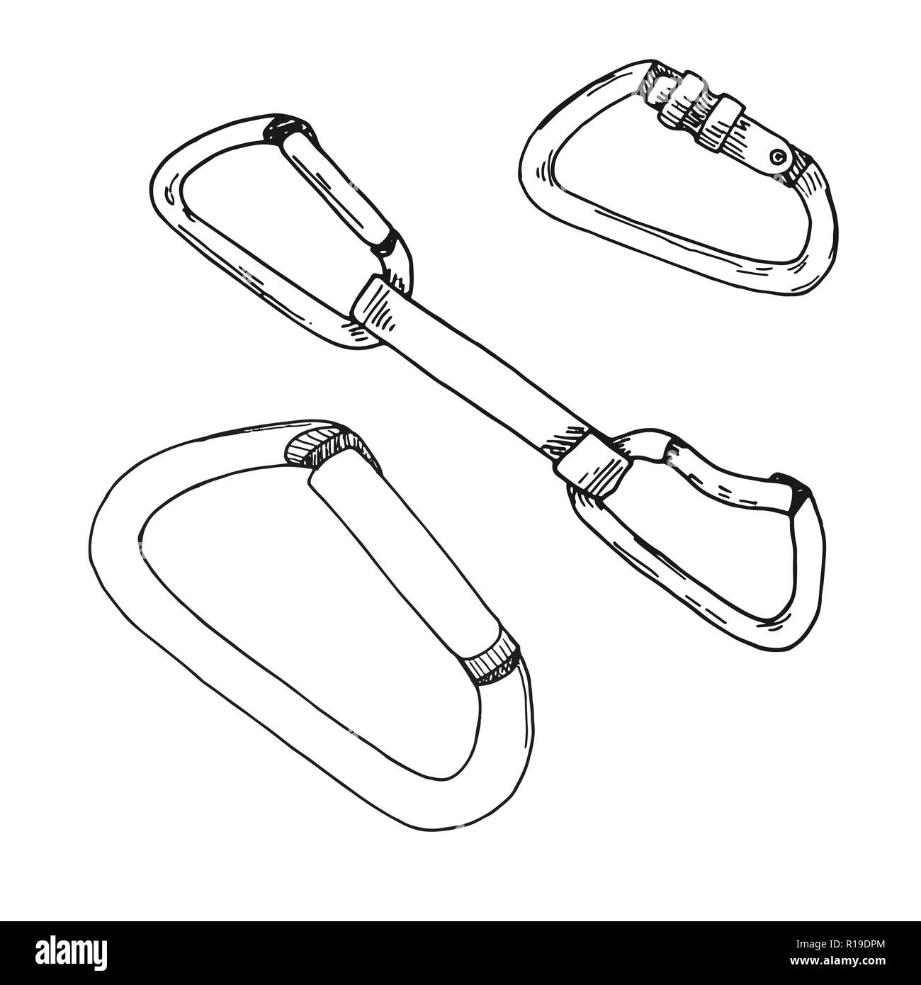 Skizze der Karabiner auf weißem Hintergrund. Vektor Stock Vektor