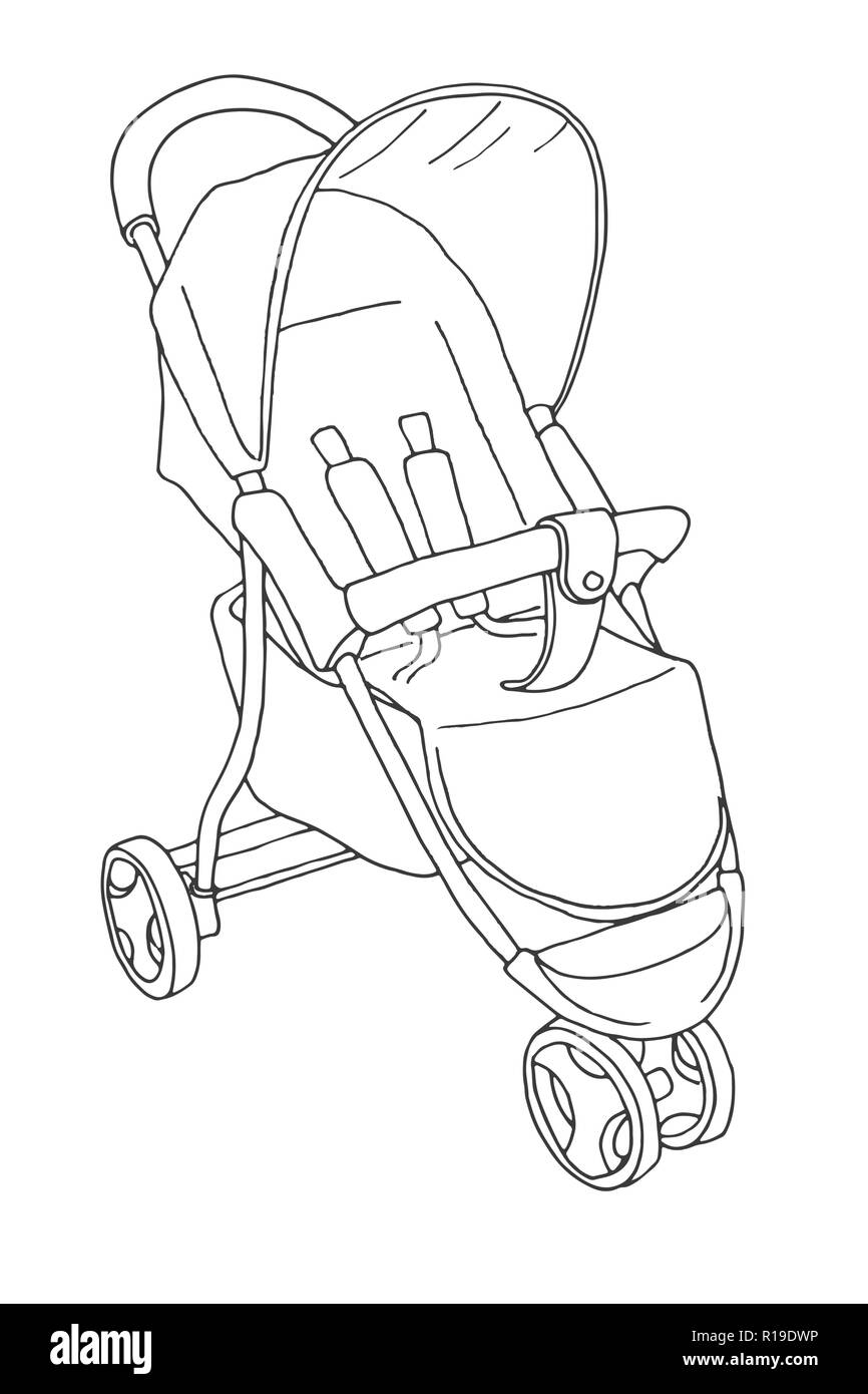 Skizze Kinderwagen fr Spaziergnge. Vector Illustration Stock-Vektorgrafik  - Alamy