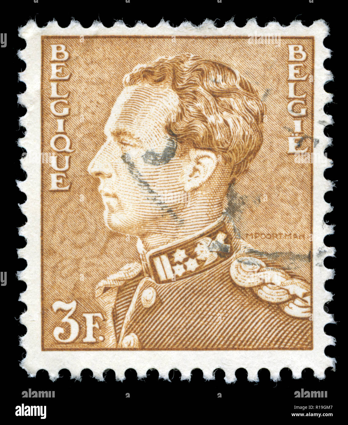 Briefmarke aus Belgien in der König Leopold III-Serie 1951 ausgestellt Stockfoto