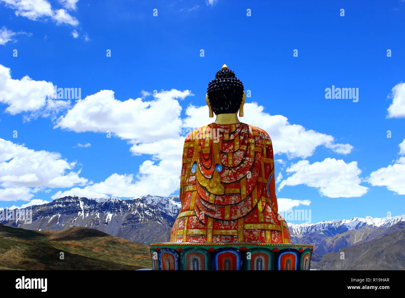 Buddha Statue in Langza, Spiti Valley, Himachal Pradesh Stockfoto