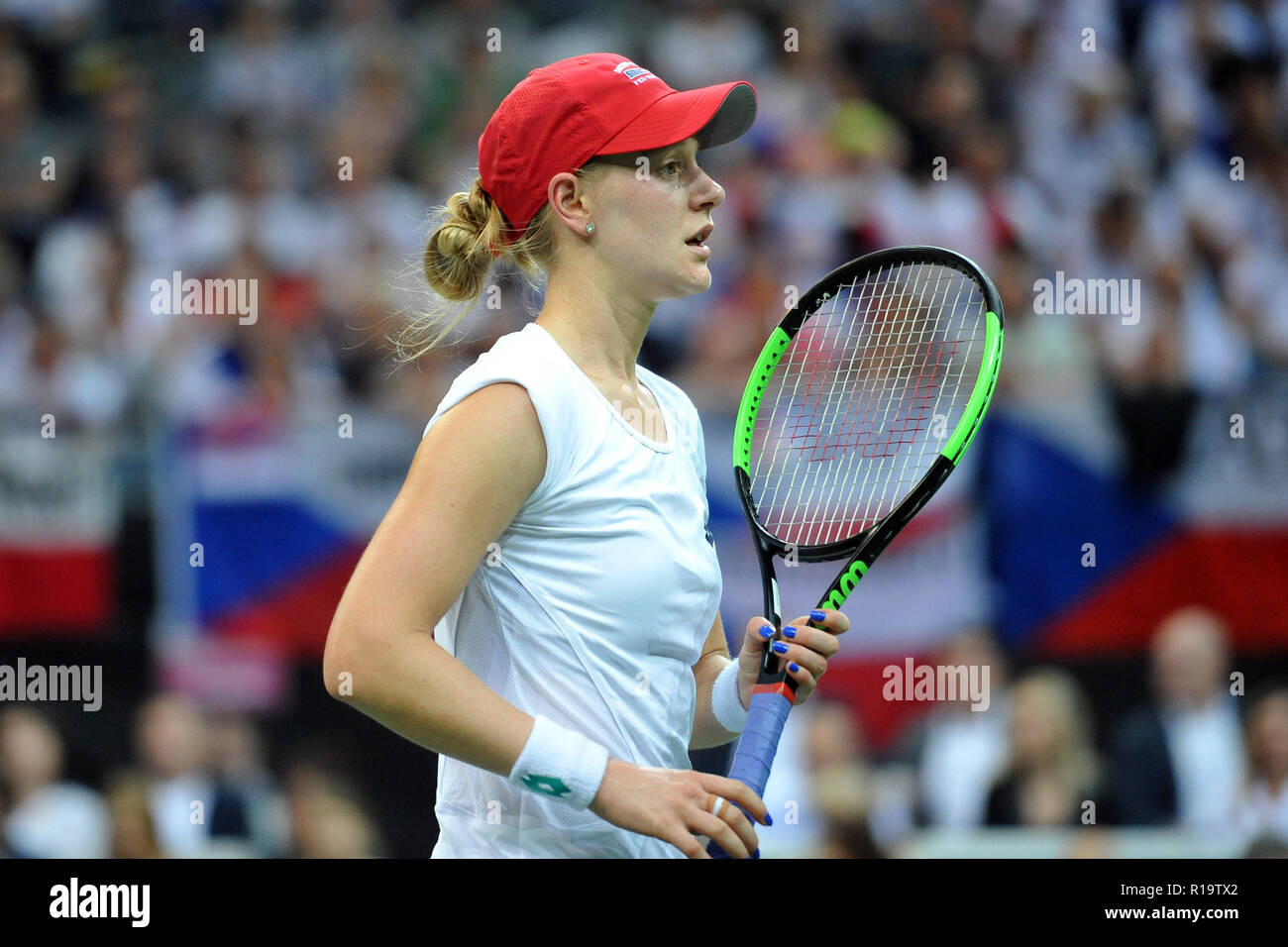 Prag, Tschechische Republik. 10 Nov, 2018. Alison Riske der Vereinigten Staaten in Aktion während der 2018 Fed Cup Finale zwischen der Tschechischen Republik und den Vereinigten Staaten von Amerika in Prag in der Tschechischen Republik. Credit: Slavek Ruta/ZUMA Draht/Alamy leben Nachrichten Stockfoto