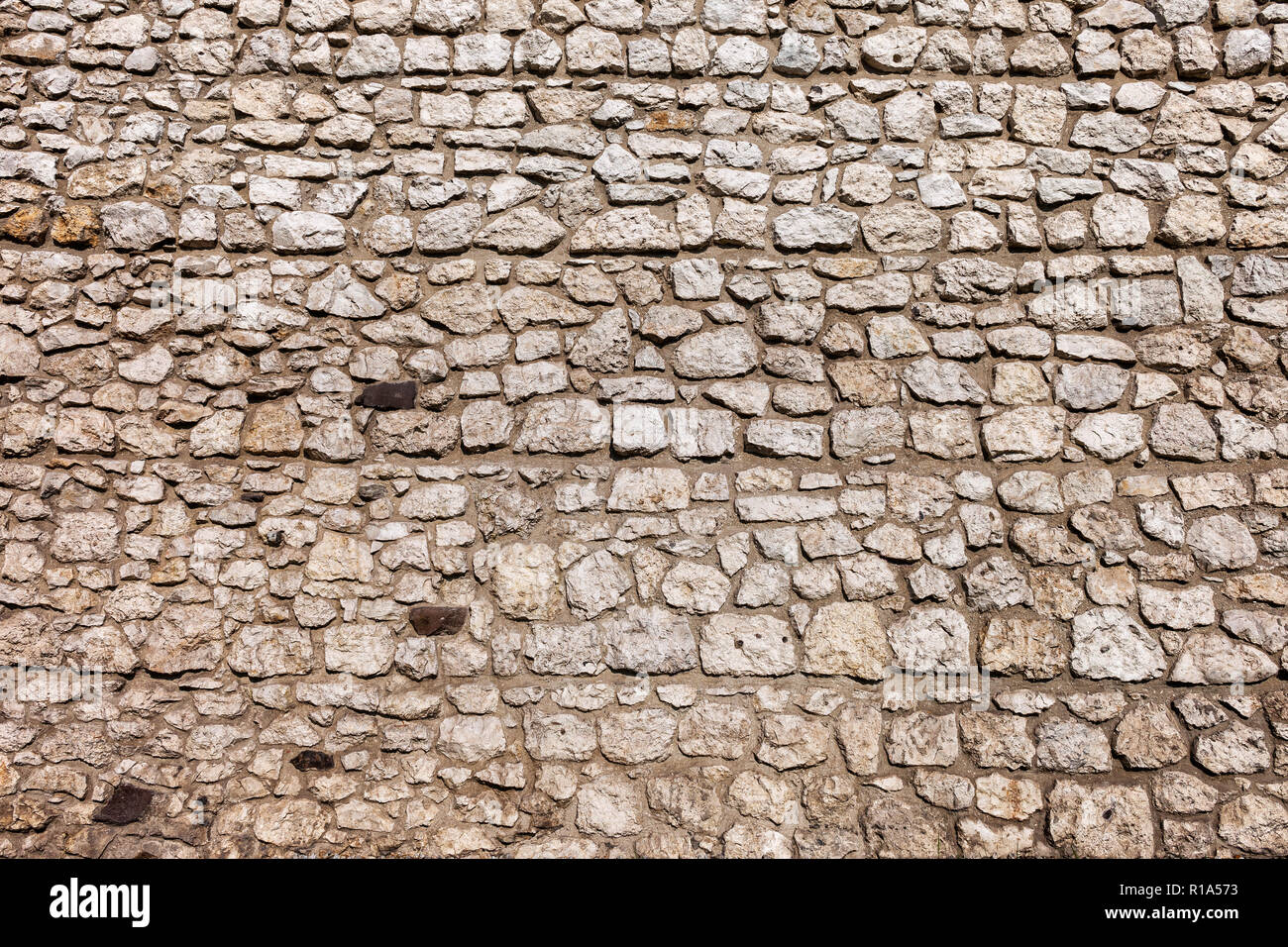 Mittelalterliche Burg Stein Wand Hintergrund oder Textur aus Schloss Wawel in Krakau, Polen. Stockfoto