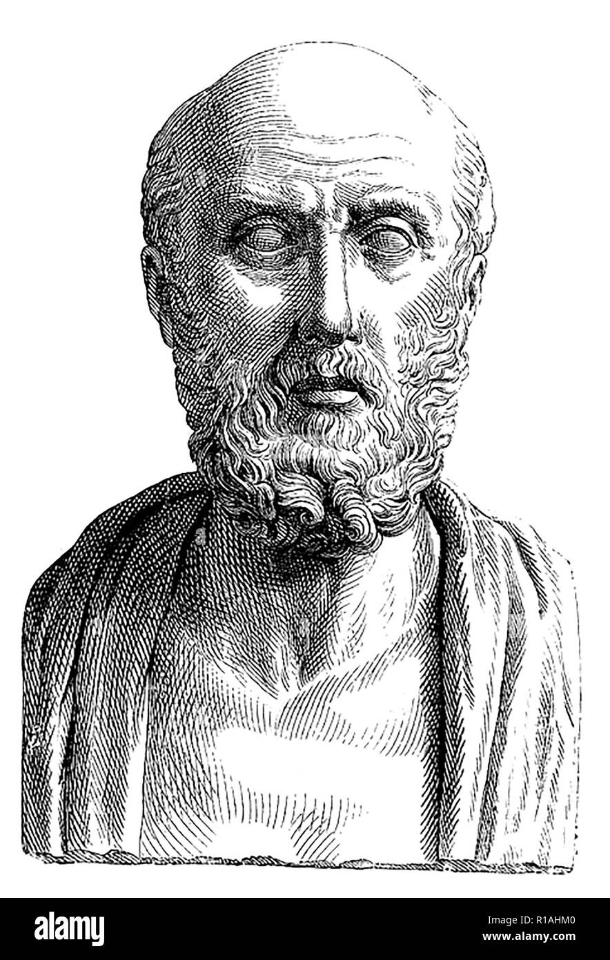 HIPPOCRTATES (c 460 - C 370 v. Chr.), griechischer Arzt, der in einem imaginären 19. Jahrhundert Porträt auf Römischen konventionellen Styling basierend Stockfoto