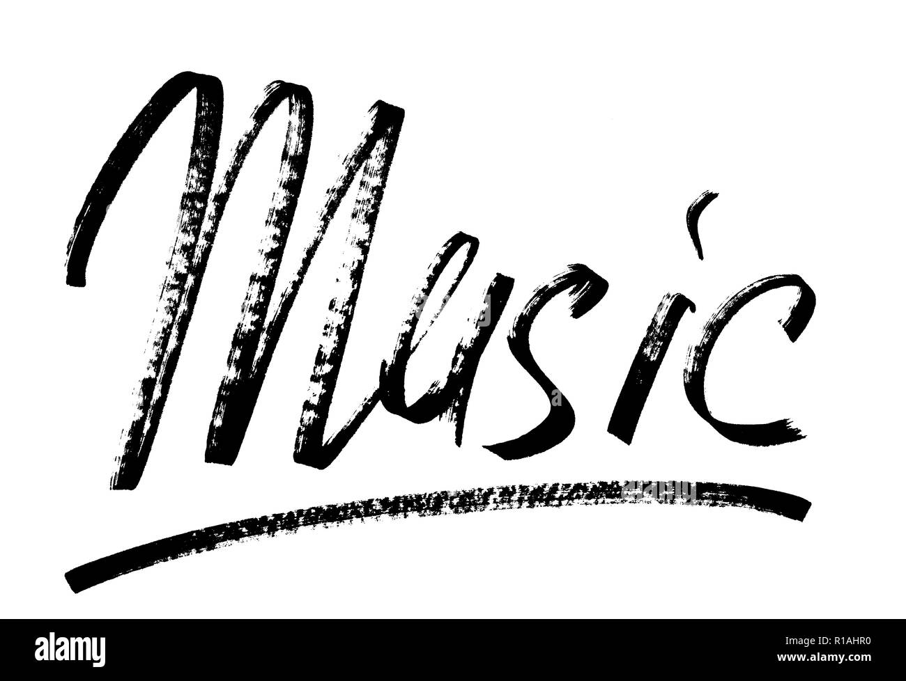 Musik - Moderne Kalligraphie, Hand gezeichnet Markierstift Schriftzug Stockfoto