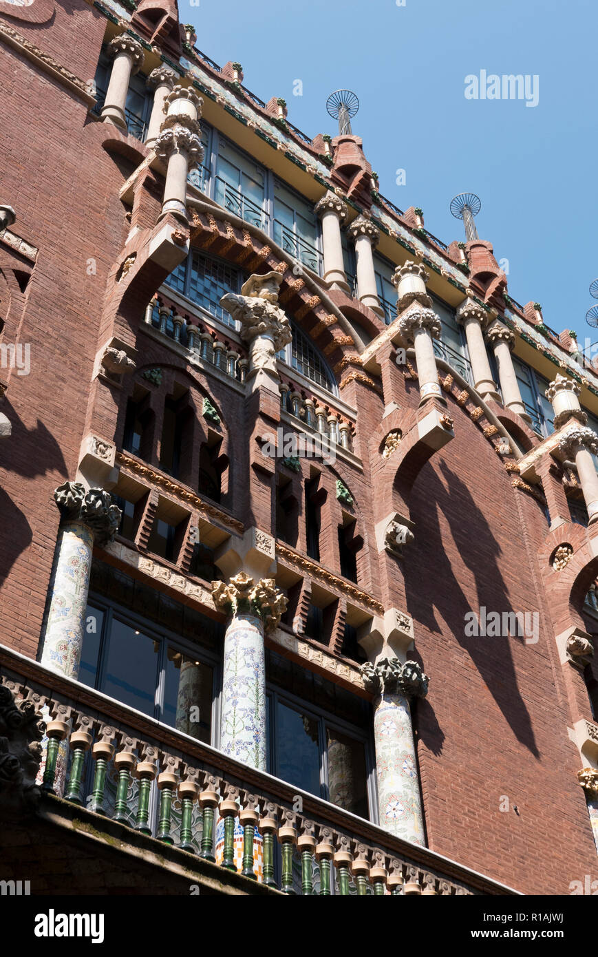 Das Äußere des Palau De La Musica, Barcelona, Spanien Stockfoto