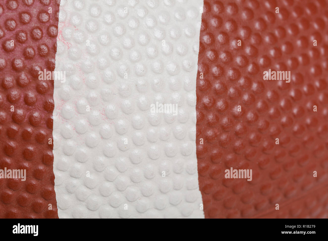 American Football Textur für Hintergrund, aus der Nähe. Stockfoto