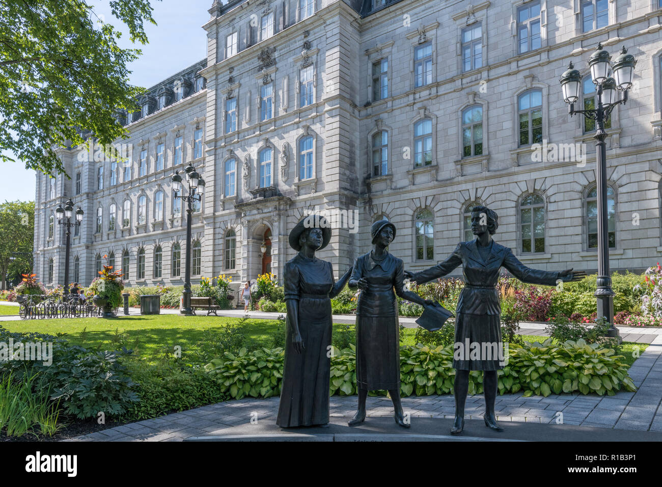 Suffragette Skulptur außerhalb Quebec Parlamentsgebäude Stockfoto