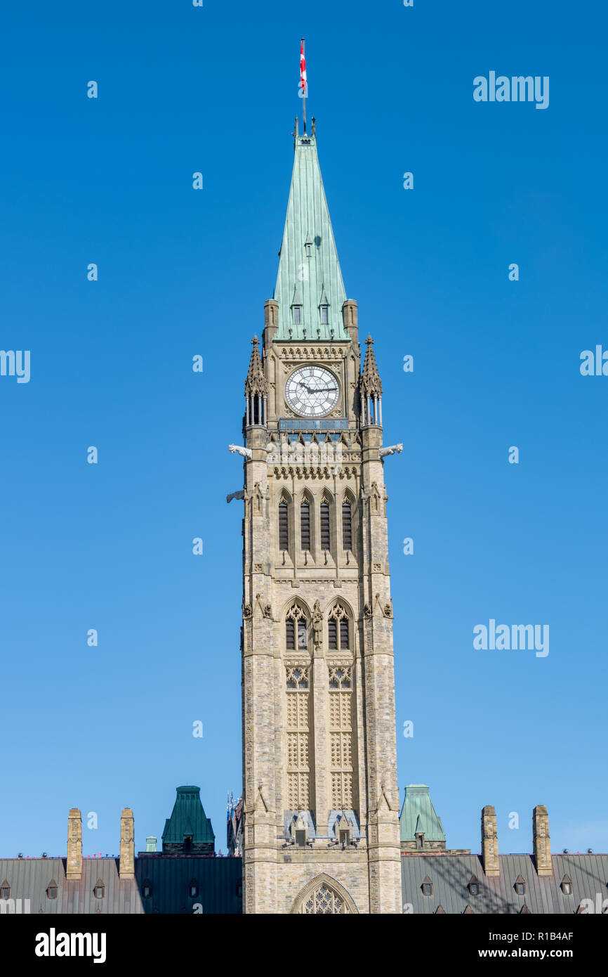 Glockenturm, kanadische Parlament Gebäude, mittleren Block, Ottawa Kanada Stockfoto