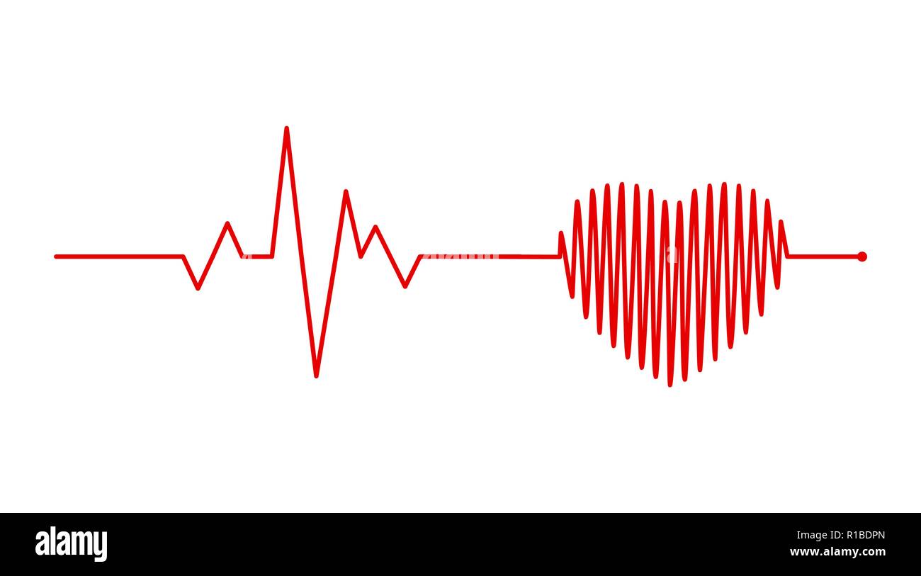 Herzrhythmus, Elektrokardiogramm, EKG - EKG-Signal, Herzschlag Pulse Line Konzept Design auf weißem Hintergrund Stock Vektor