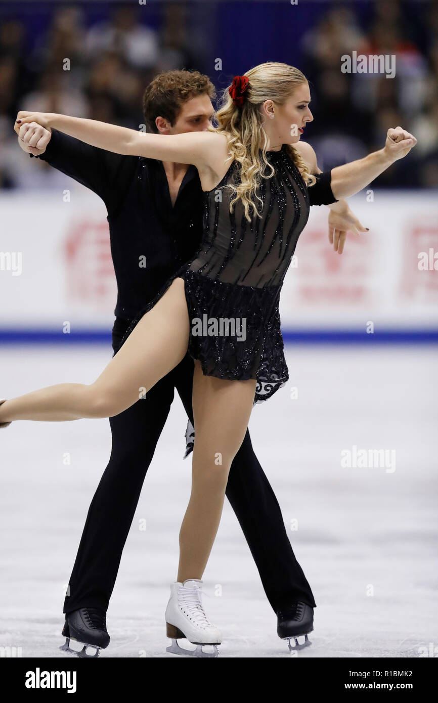 Rachel Parsons und Michael Parson (USA), 10. NOVEMBER 2018 - Eiskunstlauf: ISU Grand Prix 2018 NHK Trophy, Ice Dance Rhythmus Tanz an der Präfektur Hiroshima Sports Center, Hiroshima, Japan. (Foto von Naoki Morita/LBA SPORT) Stockfoto