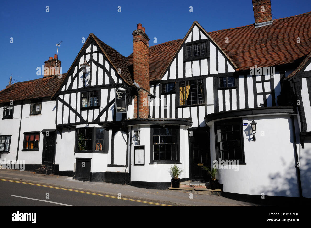Das 16. Jahrhundert Boar's Head Inn, High Street, Bishops Stortford, Hertfordshire. Stockfoto