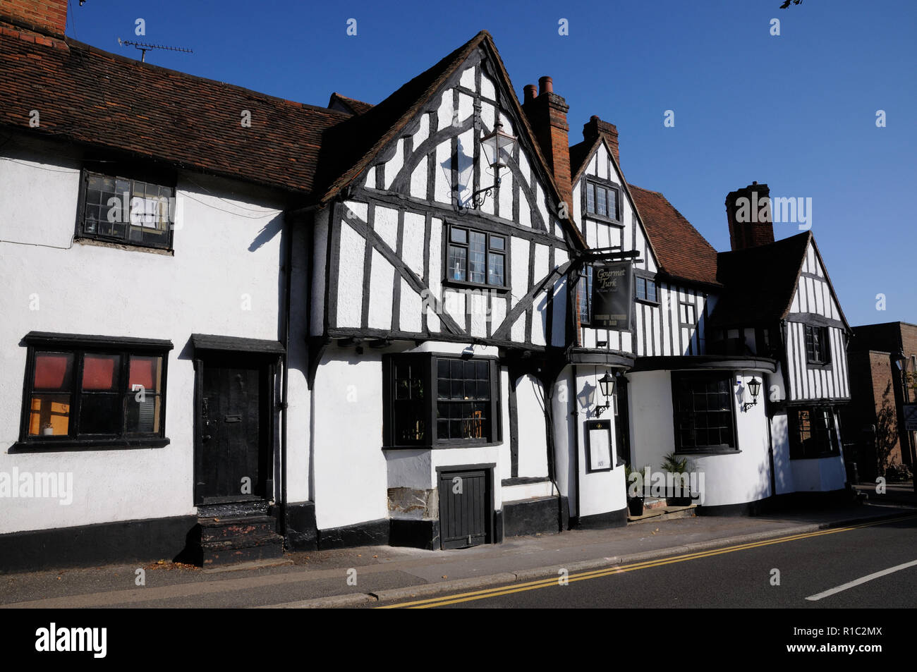 Das 16. Jahrhundert Boar's Head Inn, High Street, Bishops Stortford, Hertfordshire. Stockfoto
