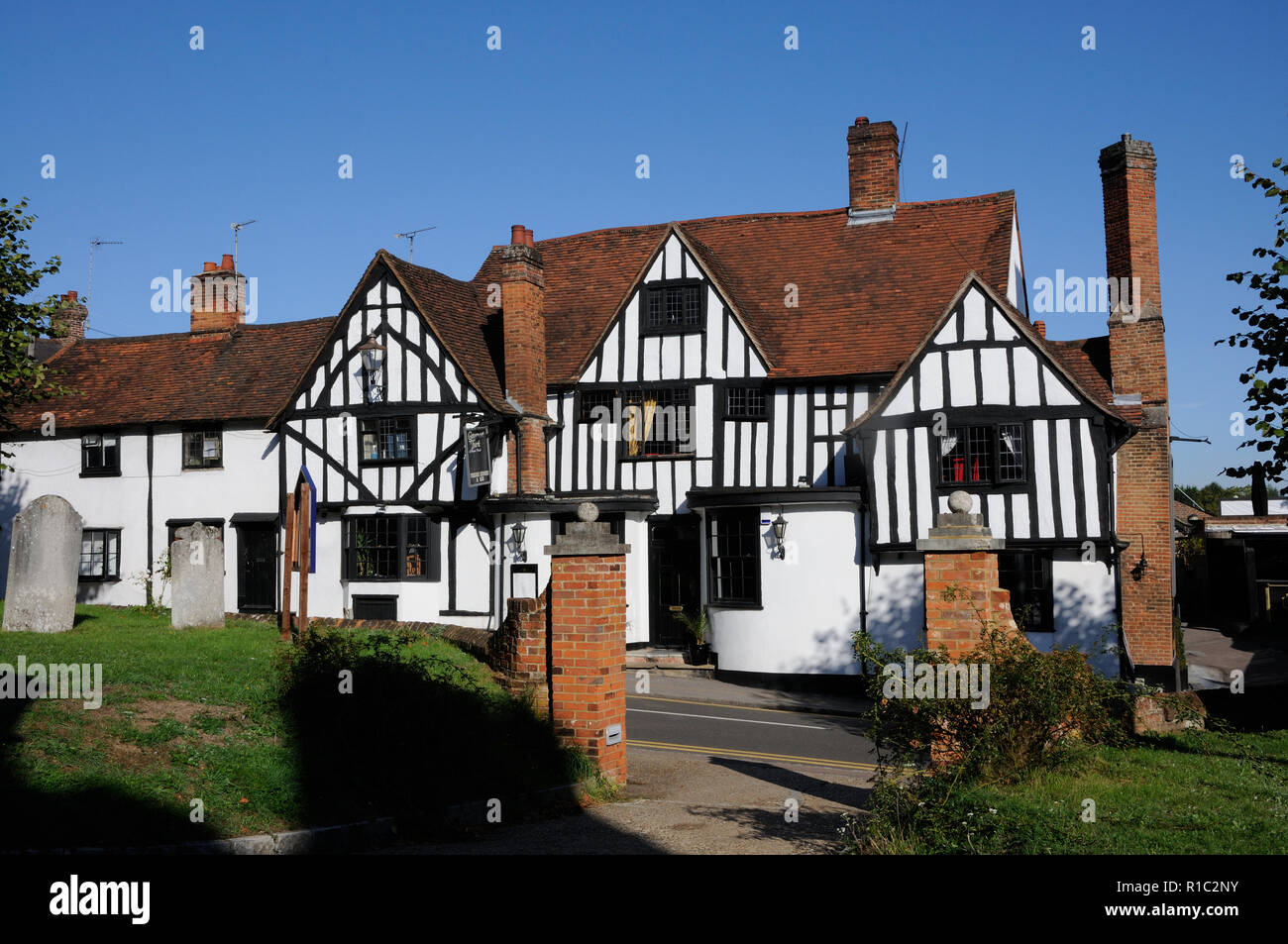 Das 16. Jahrhundert Boar's Head Inn, High Street, Bishops Stortford, Hertfordshire. Stockfoto