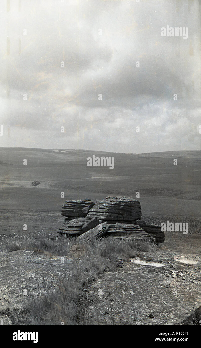 1950, historische, felsigen Craig oder Tor, Snowdonia National Park, Wales. Stockfoto
