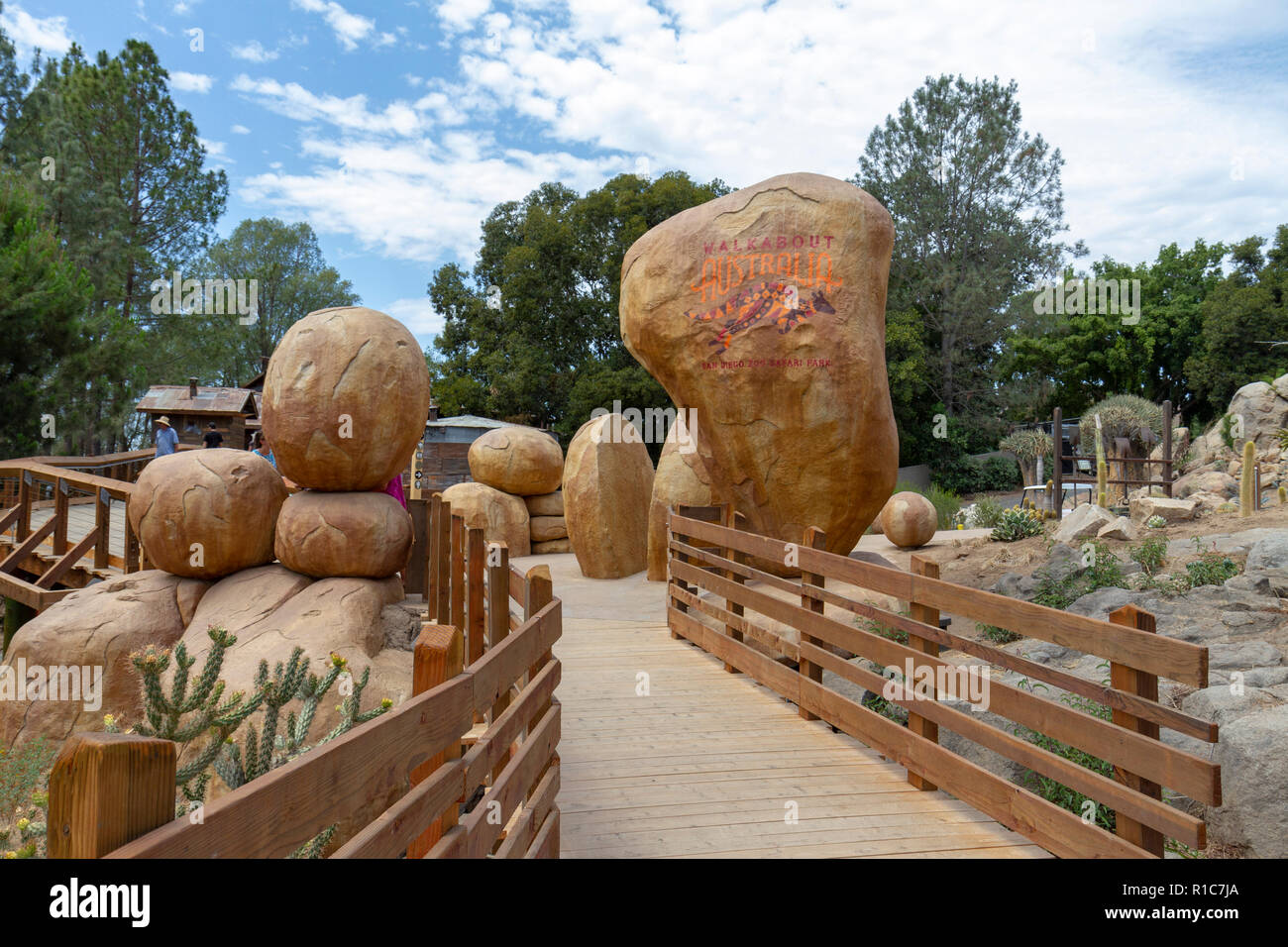 Eingang zum Walkabout Australien, San Diego Zoo Safari Park, Escondido, CA, USA. Stockfoto