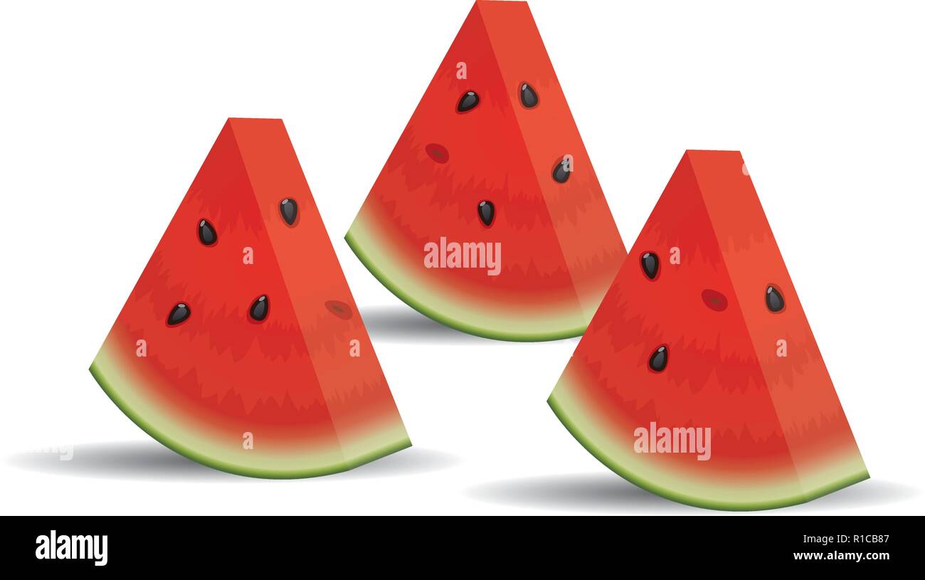 Vektor Wassermelone auf weißem Hintergrund. saftige reife Wassermelone für gesunde Ernährung Hintergründe. Eps 10 Abbildung Stock Vektor
