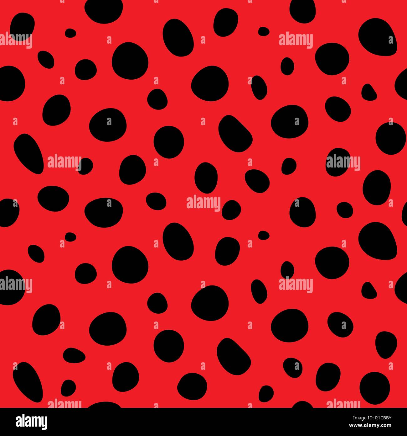 Vektor nahtlose Lady bug gepunkteten Muster. Marienkäfer Polka Dot Hintergrund. Marienkäfer rot und schwarz Tapeten Textur. Stock Vektor