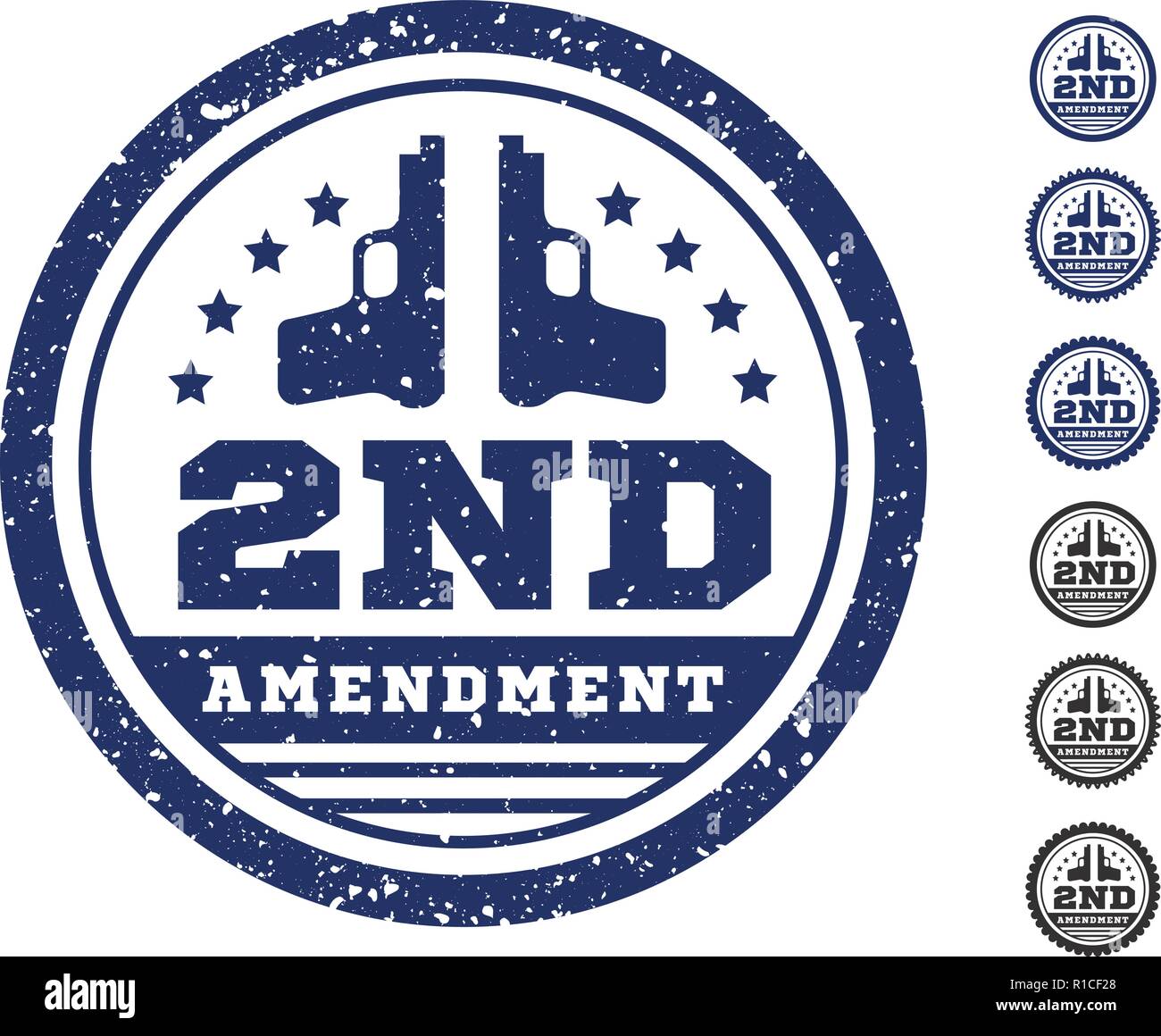 Zweite Änderung der Verfassung der USA auf die Berechtigung, Waffen zu tragen. Stempel, Siegel. Vector Illustration Stock Vektor