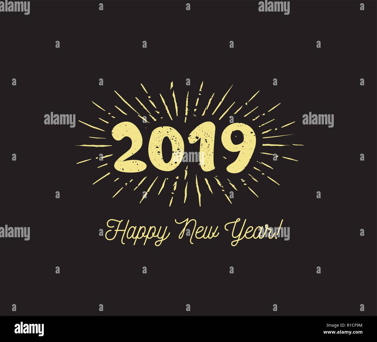 Sunbursts 2019. Herzlichen Glückwunsch und alles Gute für das Neue Jahr
