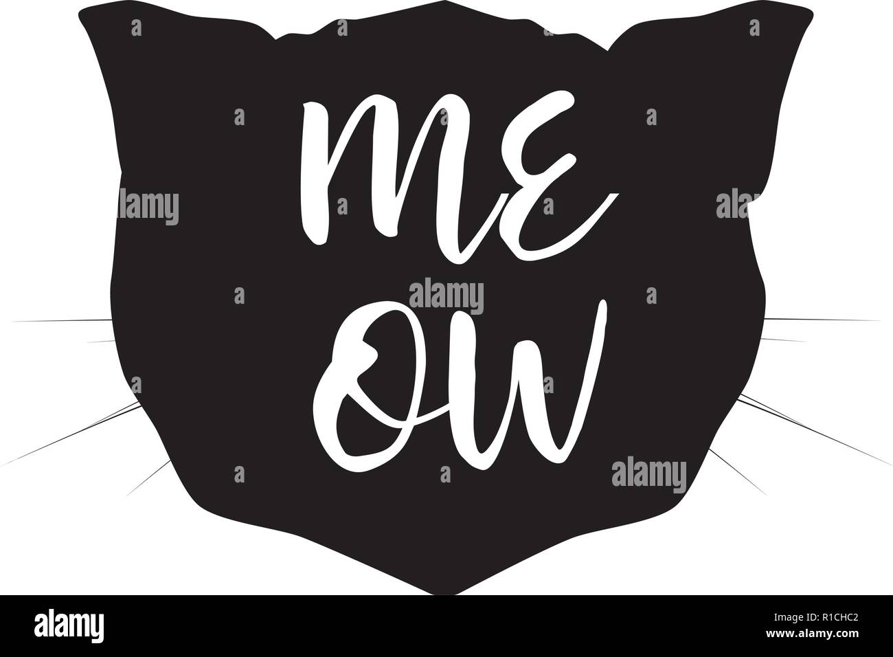 Cat Kopf schwarze Silhouette auf weißem Vector Illustration Stock Vektor