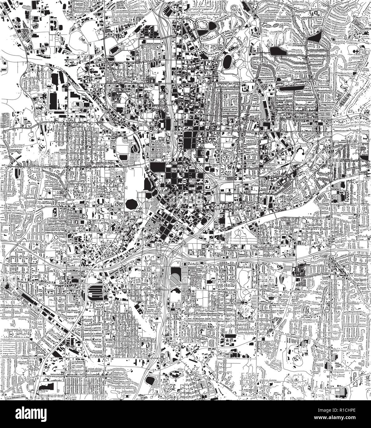 Satelliten Karte von Atlanta, Georgia, USA, in den Straßen der Stadt. Stadtplan und Karte der Stadt Stock Vektor