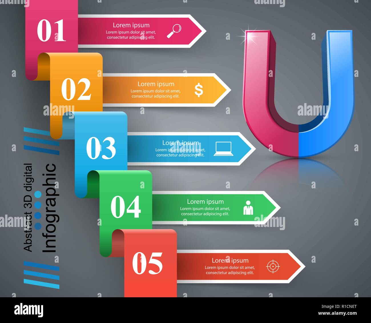 Magnet business color Papier Infografik. Stock Vektor