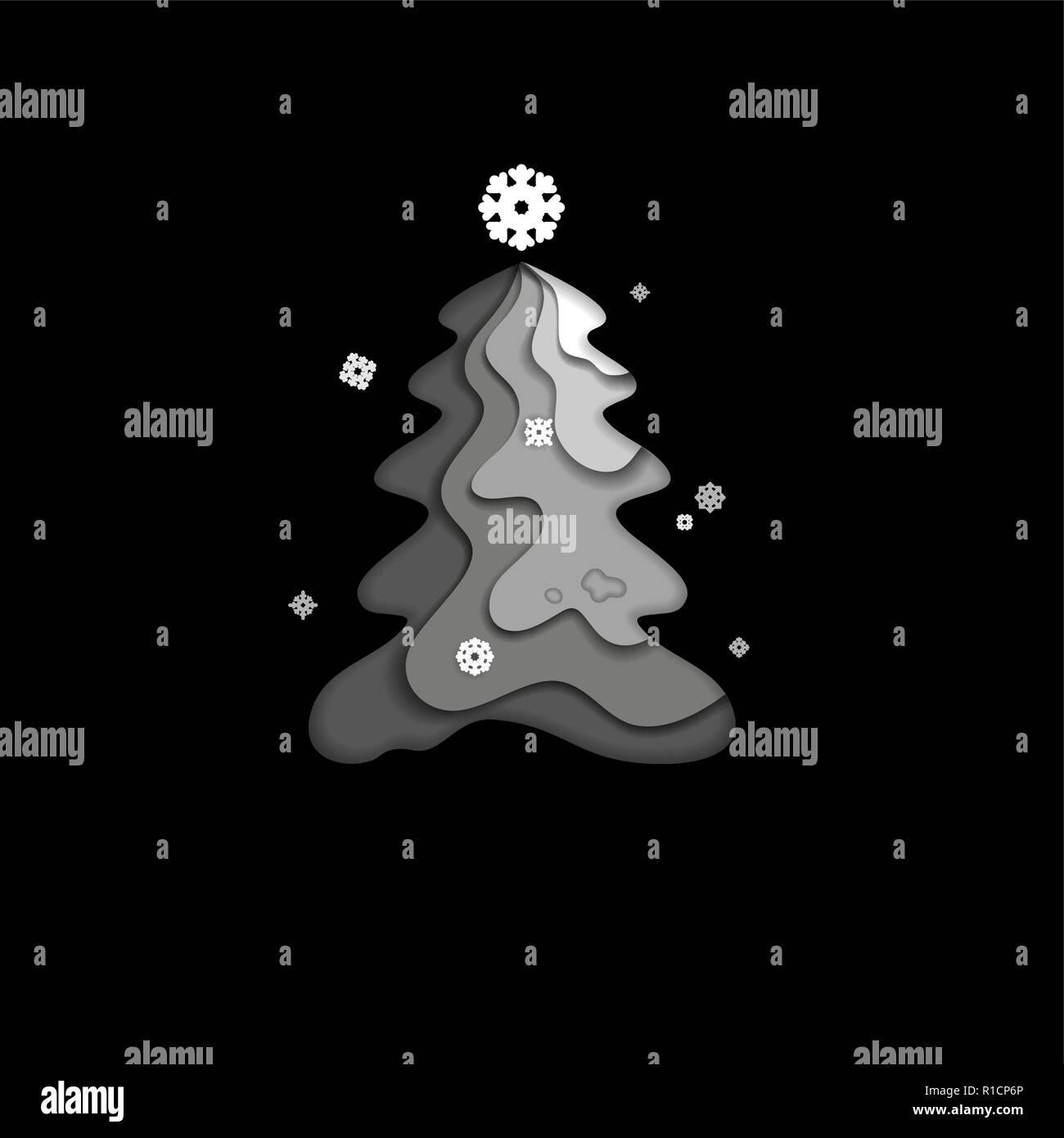 Monochrome Tannenbaum Stock Vektor