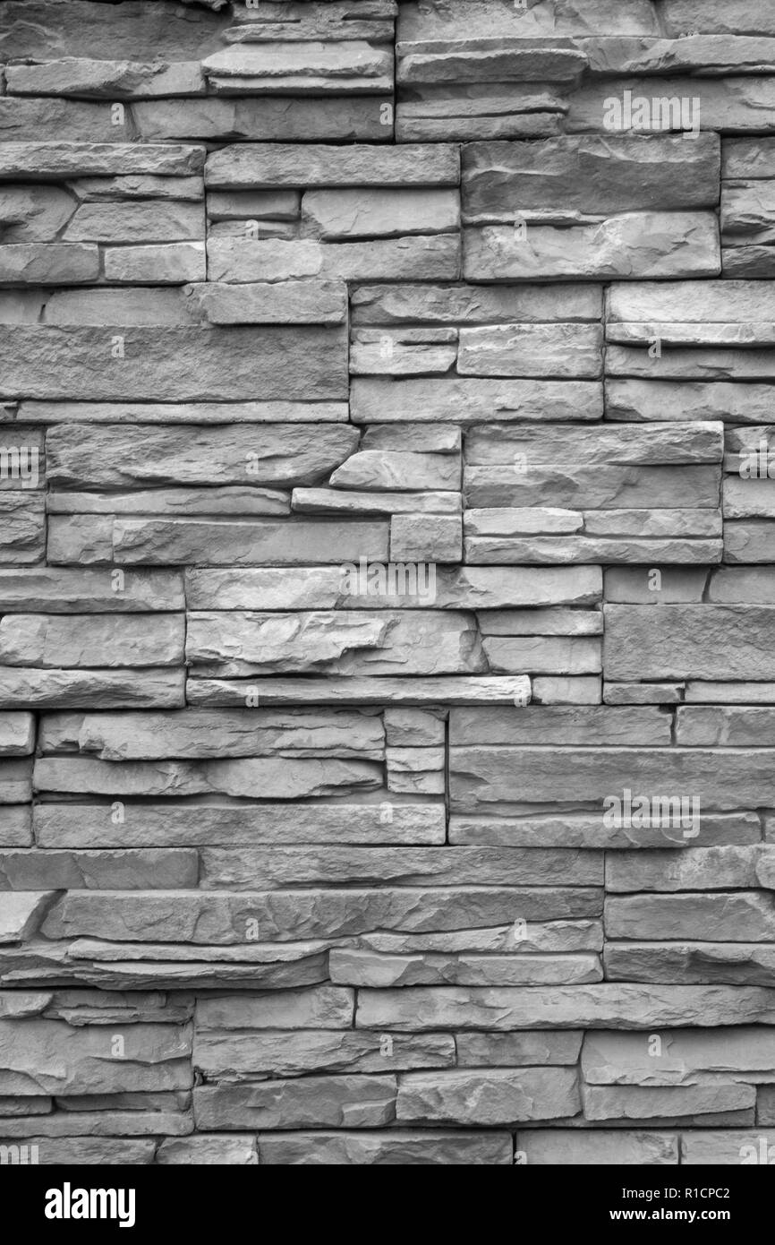 Steinplatten Textur. Dekorative Steine Hintergrund. Ziegel Textur. Schwarz und Weiß Stockfoto