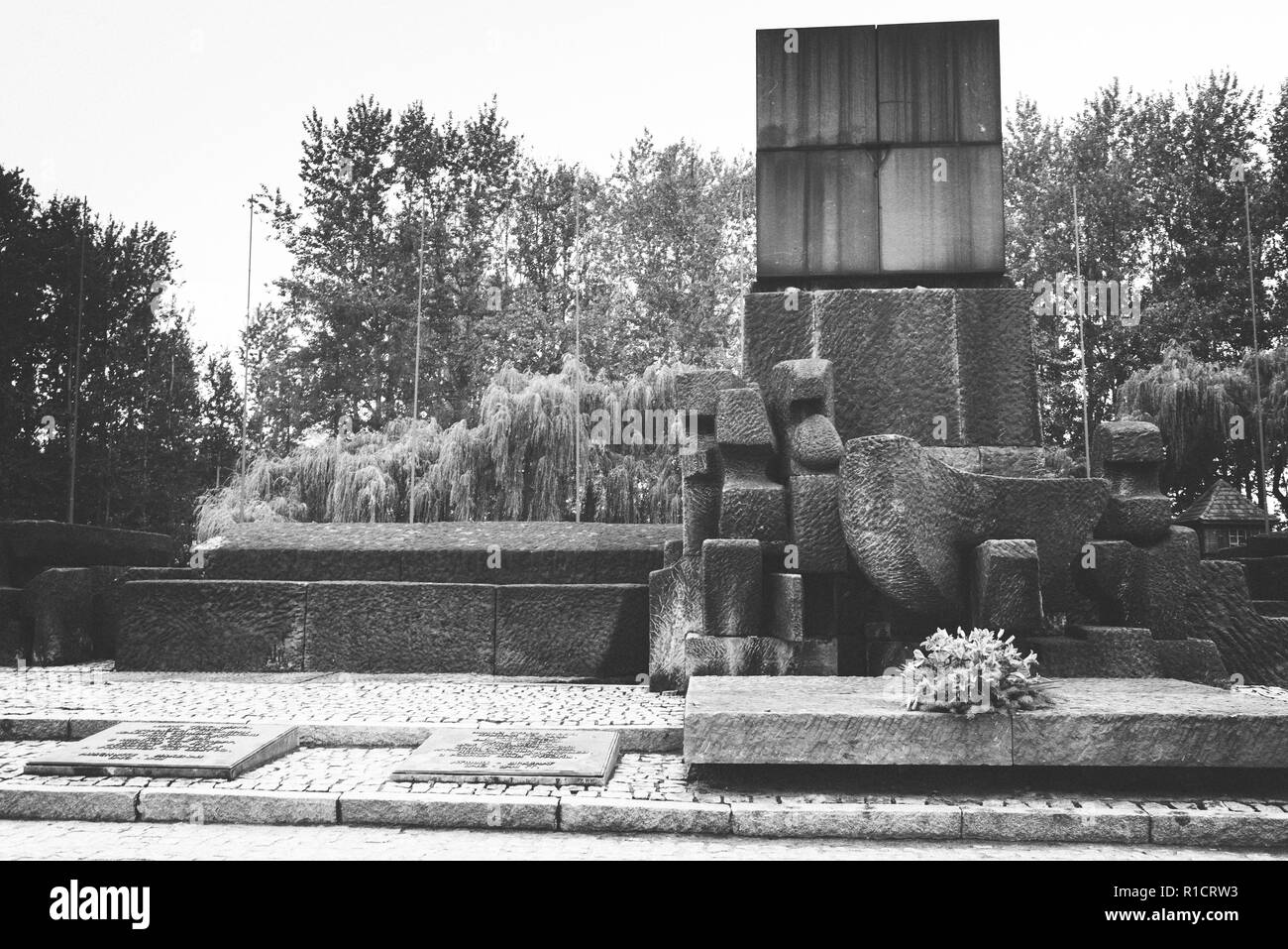 Auschwitz II Birkenau, Nazi Konzentrations- und Vernichtungslager. Denkmal für 1,5 Millionen von den Nazis ermordet worden. Auschwitz, deutsch besetzten Polen, Europ. Stockfoto