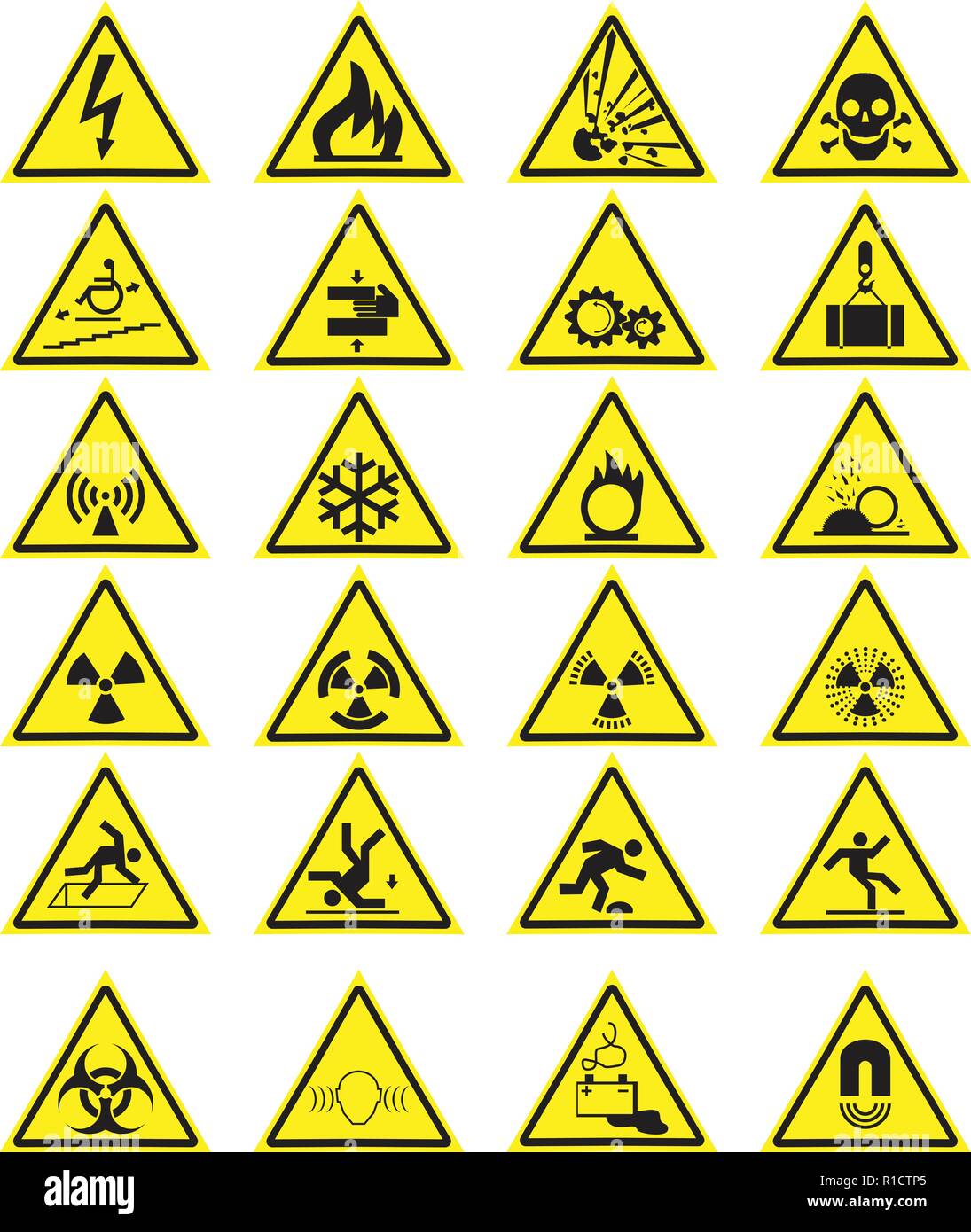 Vektor Einrichten von Dreieck gelben Warnzeichen Stock Vektor