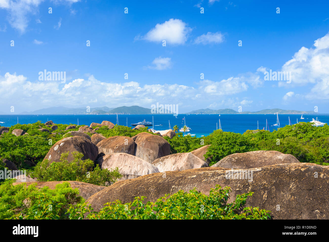 Virgin Gorda, British Virgin Islands, an den Felsen der Bäder. Stockfoto